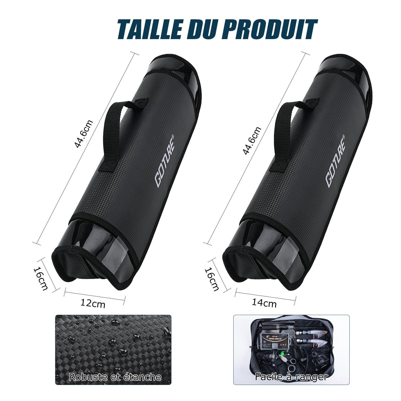 Goture Ensemble de Pêche avec 2 Canne à Pêche Télescopique, Ensemble Complet de d'outils de Pêche et d'appâts avec 2 Moulinet de Pêche 5,2:1 et Sac de Transport - pour la Pêche en Eau salée/Eau Douce