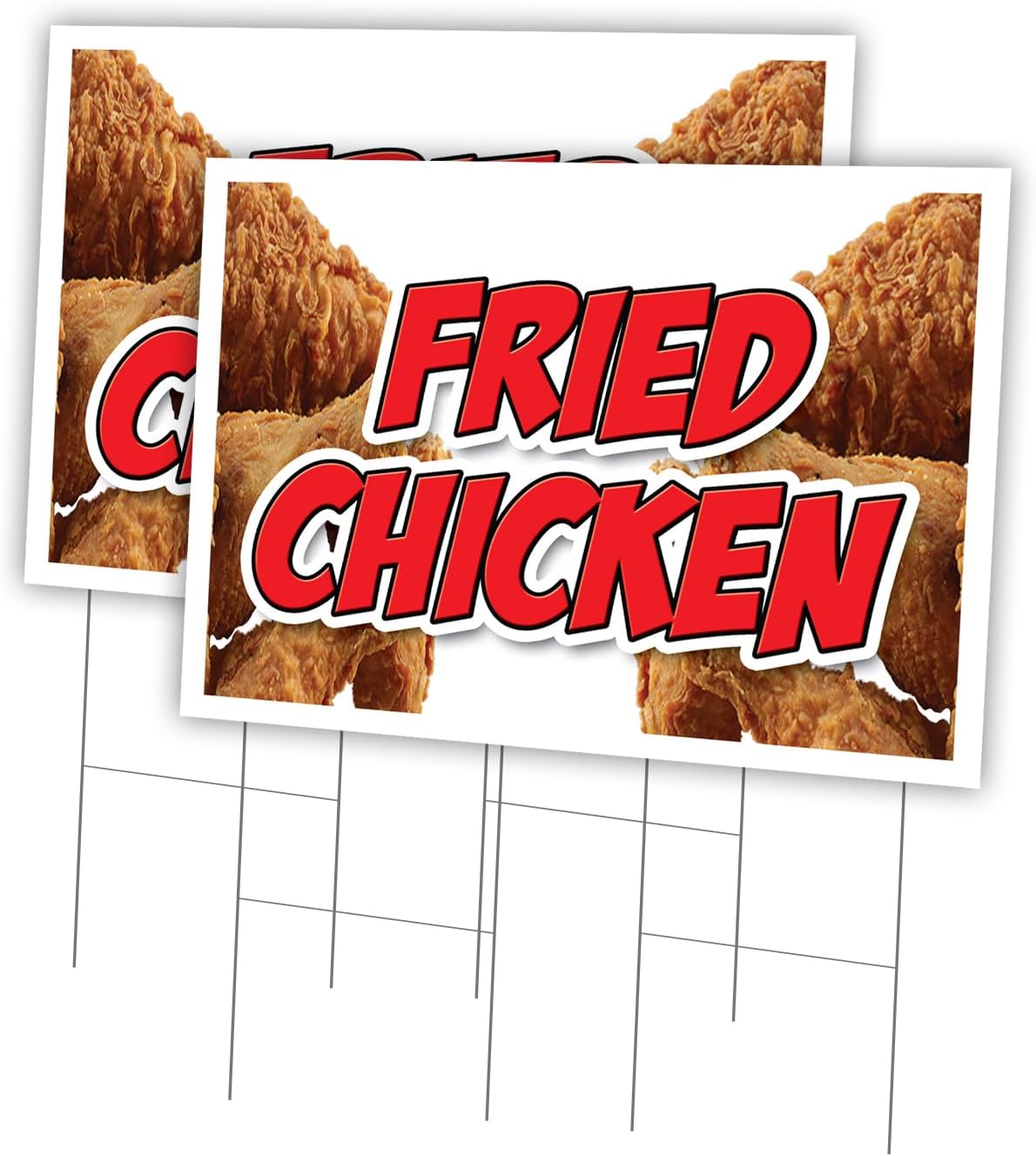 SignMission Fried Chicken 18"x24" Yard Sign & Stake | Advertise Your Business | Stake Included Image On Front Only | Made in The USA