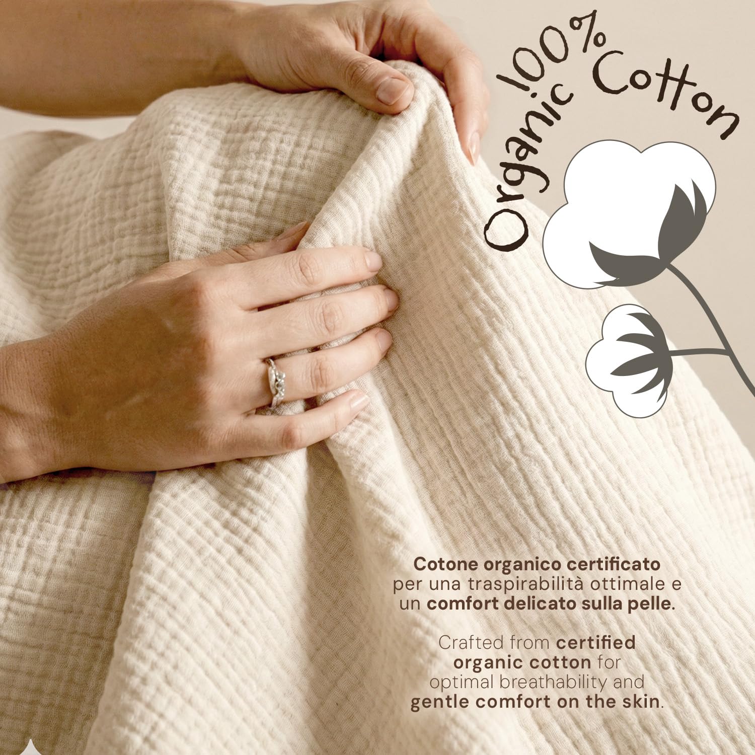 PERLETTI Gigoteuse TOG 1.0 Été Printemps en Coton Bio - Turbulette Bébé Sans Manche avec Fermeture Éclair - Sac de Couchage Doux Nouveau-Né Garçon Fille Léger