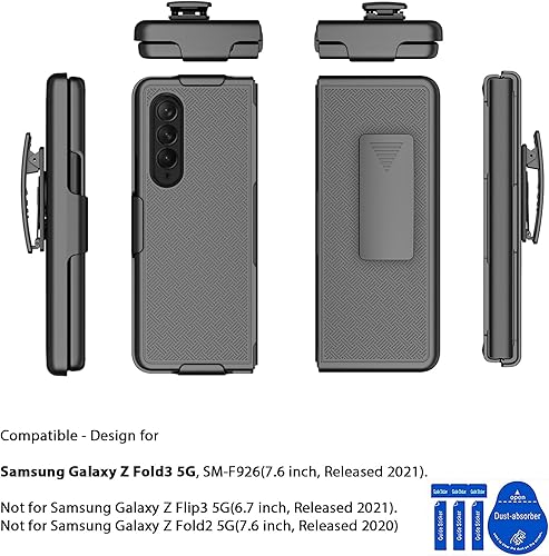 Miniatura 2 de Ailiber Funda para Galaxy Z Fold3 5G, funda para Galaxy Z Fold 3 5G con protector de pantalla, clip giratorio para cinturón, soporte de soporte,