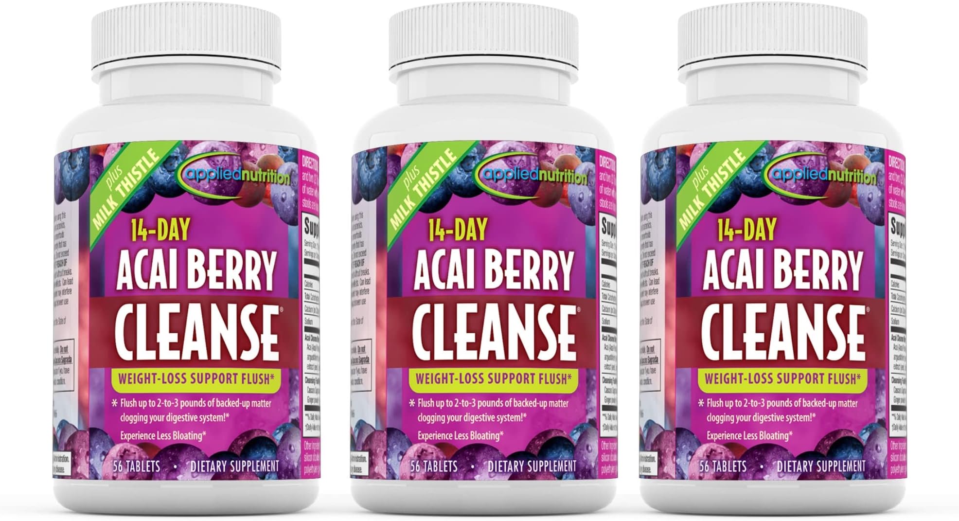 Applied Nutrition 14-Day Acai Berry Cleanse Tabs 56 ct (Pack of 3)