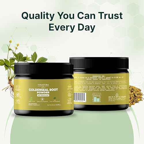 Miniatura 8 de Polvo de raíz Goldenseal – 4 onzas, 113 porciones, fabricado y probado en Estados Unidos, suplemento de polvo de raíz de sello dorado natural puro