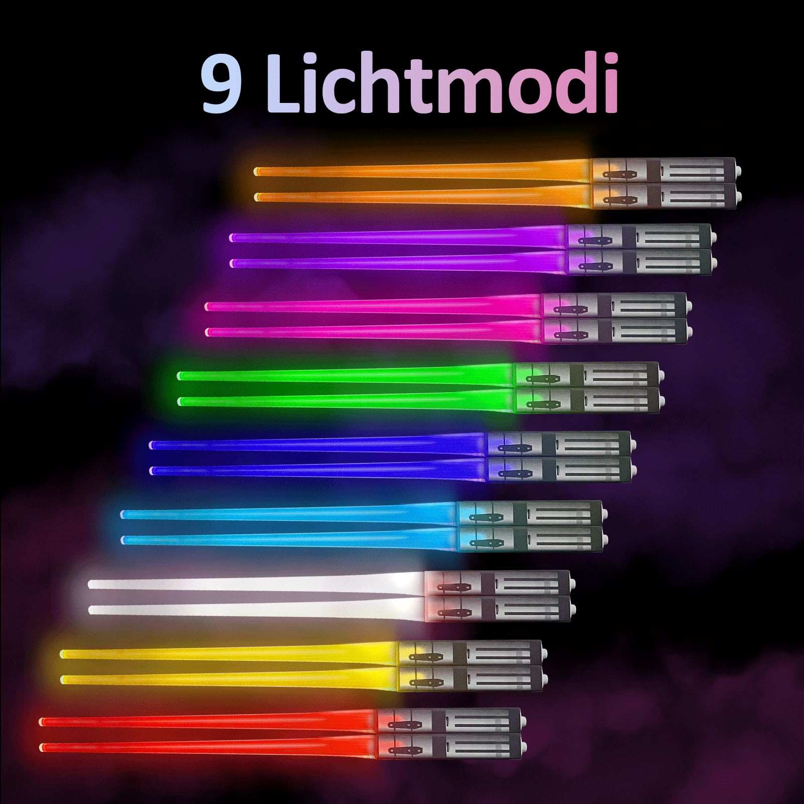 ZOYDP Bacchette Spade Laser, 2 Paia Bacchette Sushi Luminose, LED Bacchette Sushi, 9 Modalità di Colore, Senza BPA, Lavabili In Lavastoviglie per Cucine Dinner Party, Feste