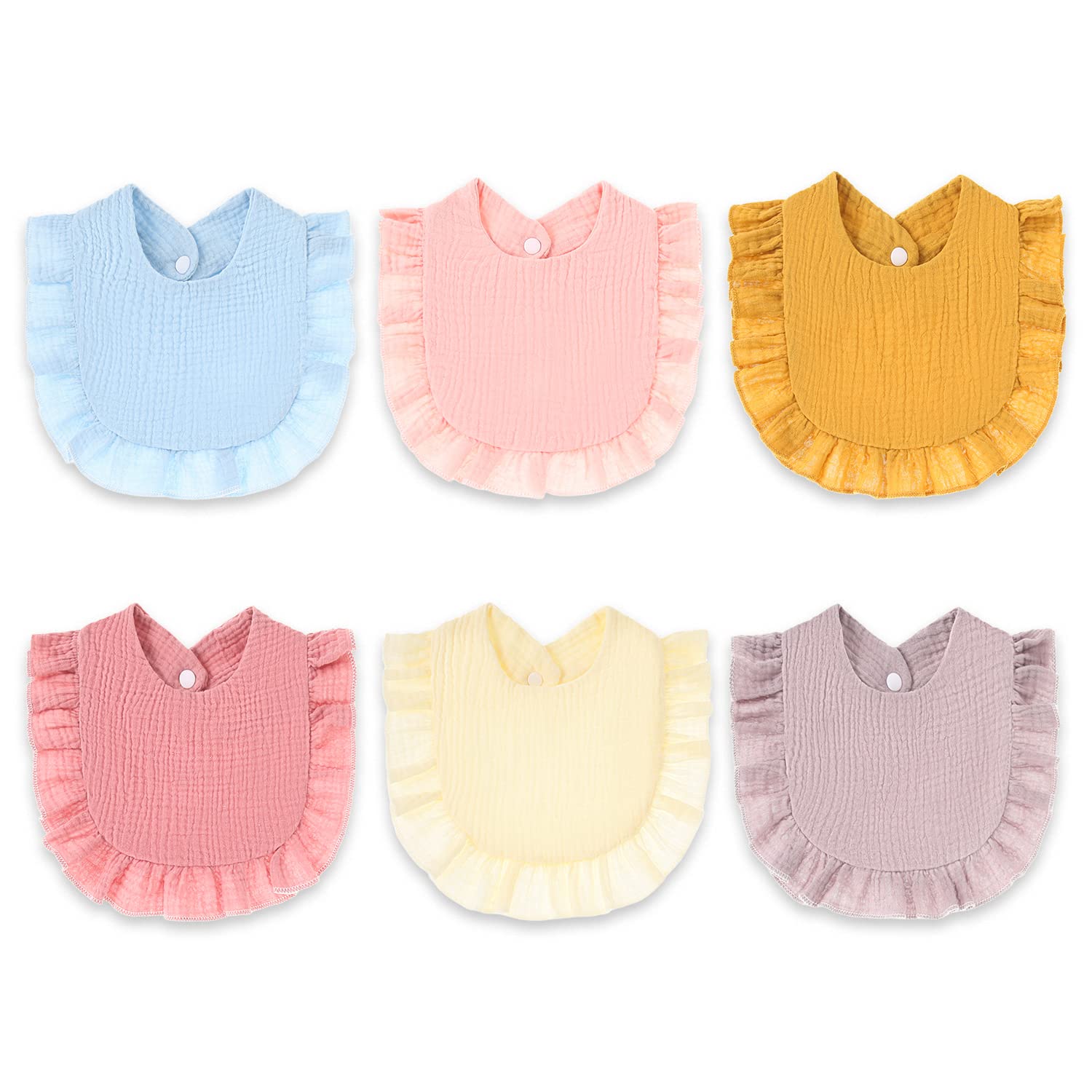 Mccotwe Muslin Baby Bibs Drool Teething Bibs Lap-shoulder Drool Cloths Bibs 4-Layer Organic Cotton for Girls Multi-Use Scarf