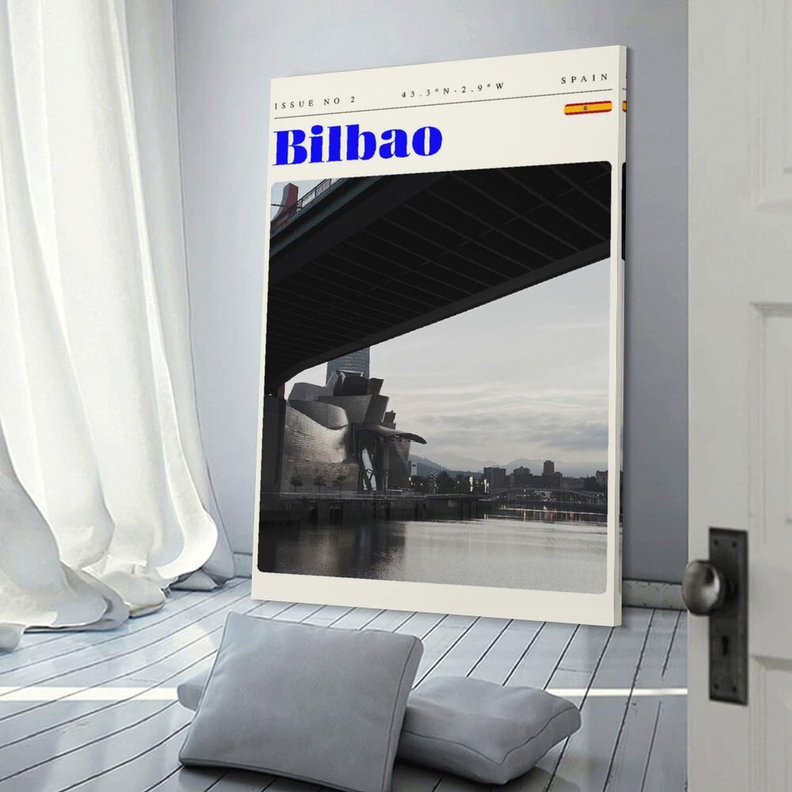 Junmoney Bilbao Spain Travel Art Room Decor Wall Art, 20x30inch(50x75cm), for Office, Study Or Home Workspace, Decorative Artwork for Productive Spaces