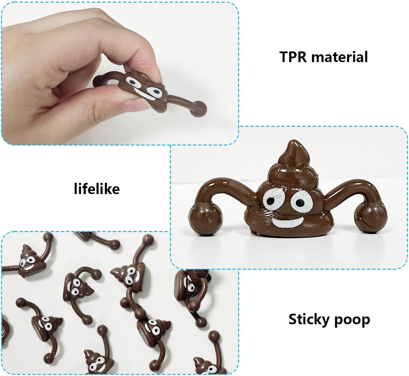 M.best 48pcs Poop Slingshot Flying Toys Bulk, Sticky Rubber Flying Shooting Game Toy,Novelty Party Favors Funny Gifts for Kids Easter Christmas Birthday Goodie Bag Stuffers