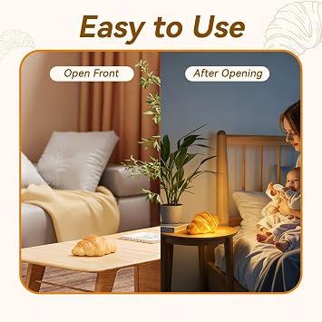 Agatige LED Night Light, Simulation Bread Battery Bedside Decoration Croissant Lamp for Home Bedroom Office(Croissant)