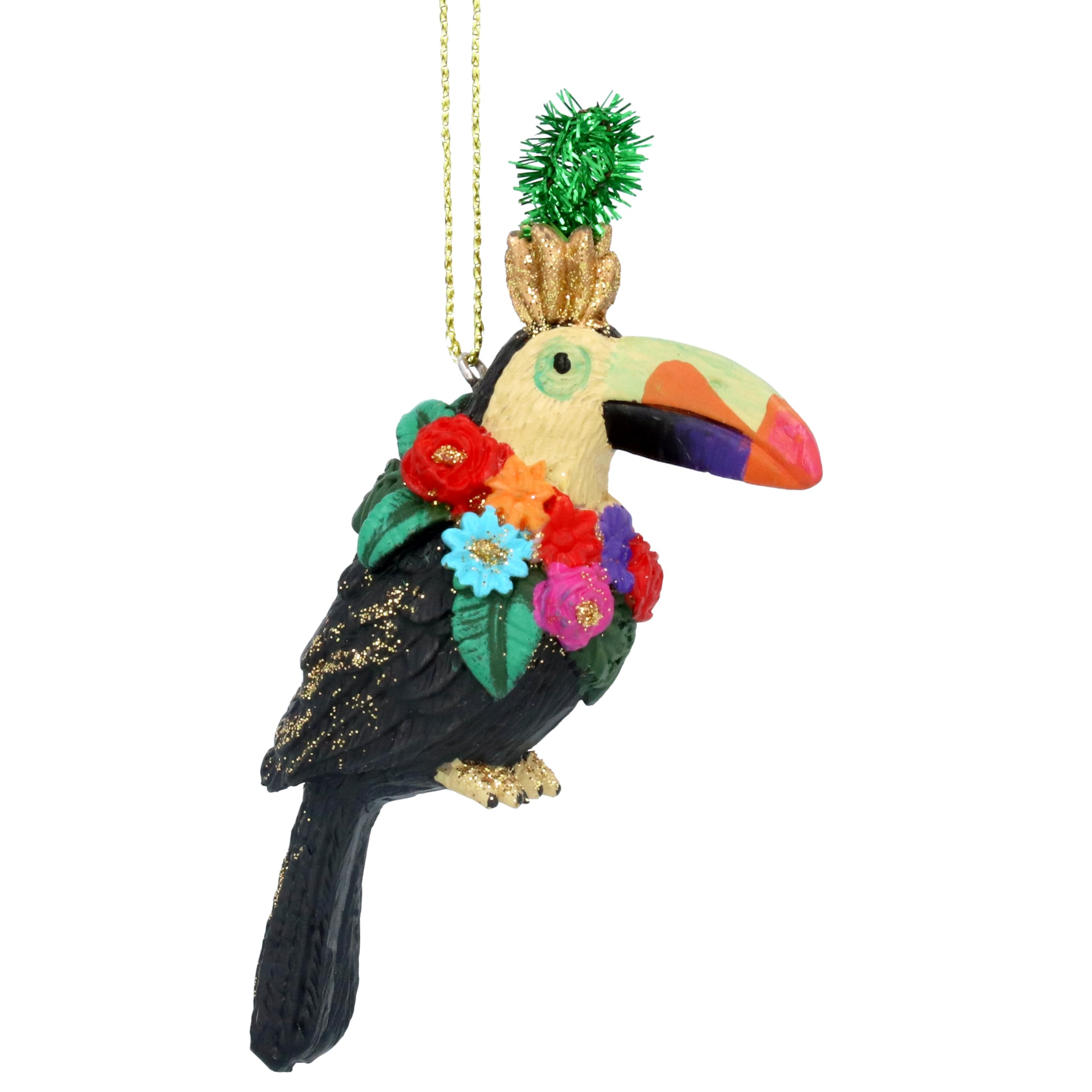 Gisela Graham Black Resin Carnival Toucan Hanging Decoration
