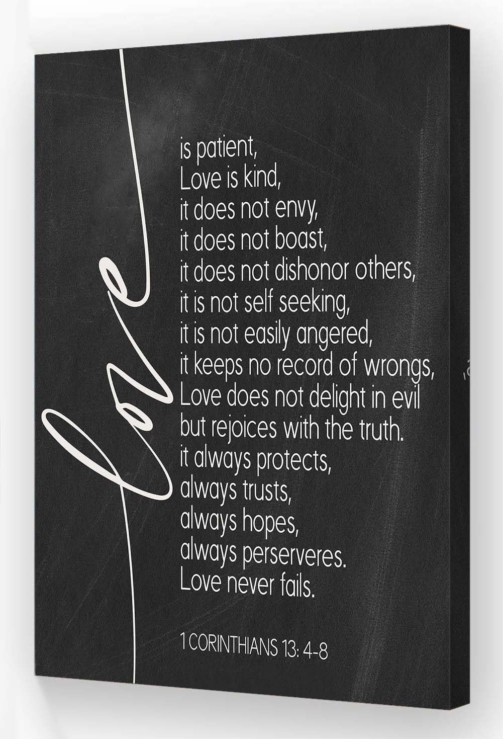 Love Is Patient Love Is Kind Wall Art Bible Verse Poster Framed Vintage Canvas Artwork for Walls Pictures Wall Art Bible Scripture Wall Decor (16x24in,Framed) 24L" x 16W" Framed