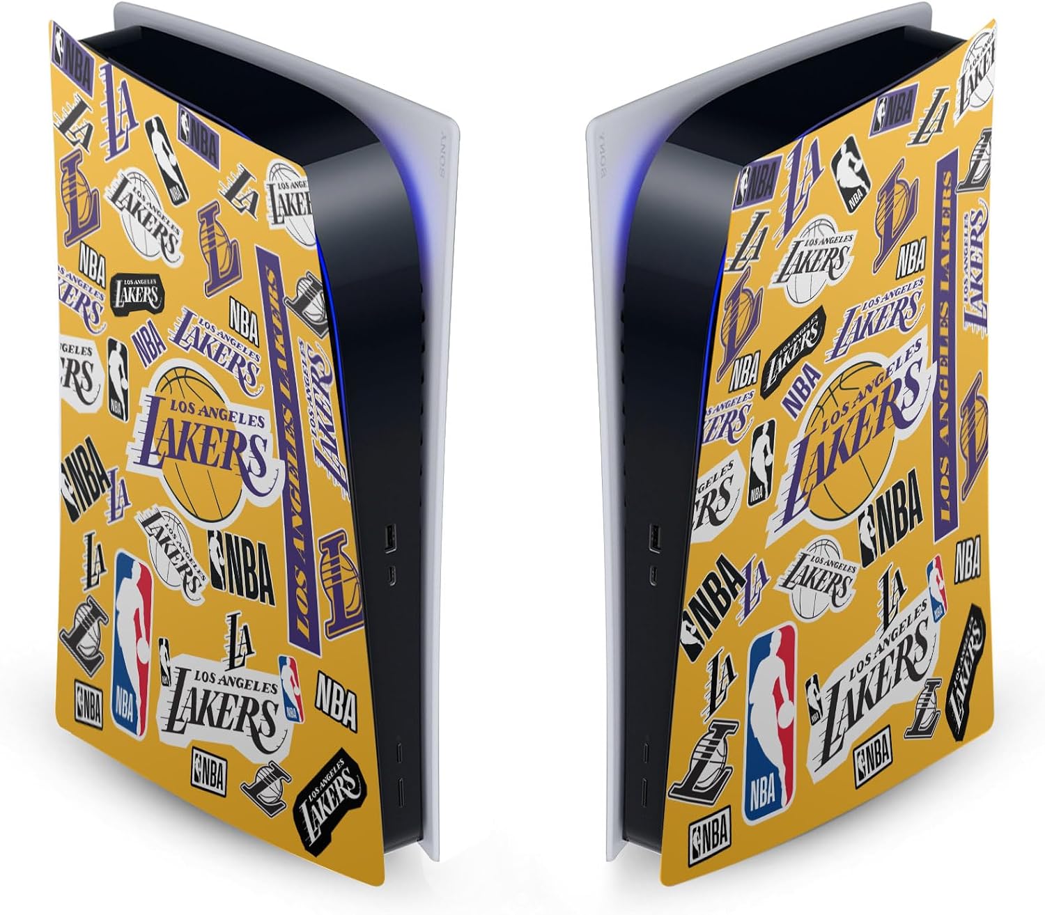 Head Case Designs Officially Licensed NBA Sticker Collage Los Angeles Lakers Vinyl Faceplate Sticker Gaming Skin Decal Cover Compatible with Sony PlayStation 5 PS5 Digital Edition Console