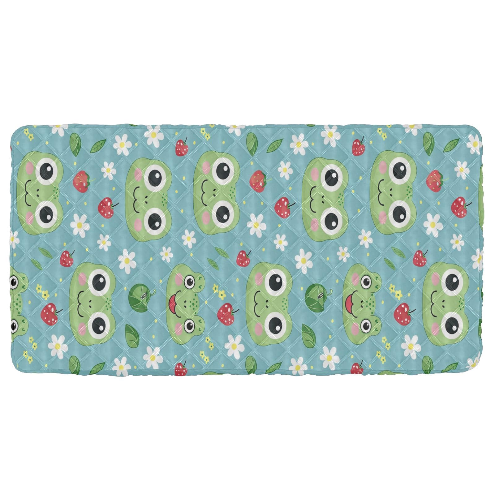 Portable Toddler Bed Sheet for Kids Pattern of Cute Frog Face Travel Bed Fitted Sheet