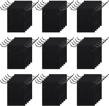 Caeuiciw 50 Pieces Velvet Drawstring Bags, 5 x 7 Inch Black Jewelry Pouches, Soft Velvet Gift Bag, Double Drawstring Cloth Bags for Jewelry Bracelet, Headphone, Bead, Gift, Candy, Gadgets