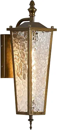 Outdoor Wall Light Fixtures, Vintage Gold Waterproof Exterior Wall Lantern with E26 Socket & Glass Shade, Farmhouse Porch Sconce Lighting for Garage, Patio, Front Door Entryway