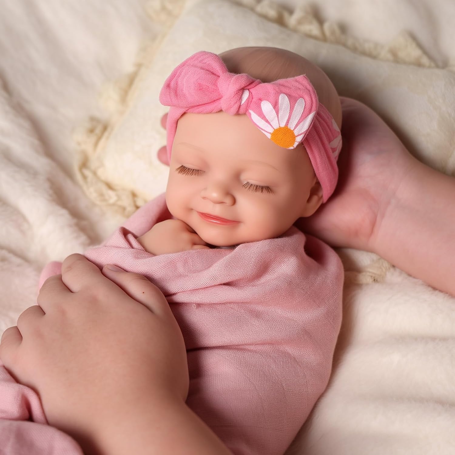 BABESIDE Silicone Baby Doll Lifelike Reborn Baby Dolls - 16 Inch (Weight 4 Lb) Full Platinum Silicone Reborn Baby Doll Slicone Full Body Anatomically Correct Sleeping Baby Girl with Gift Box
