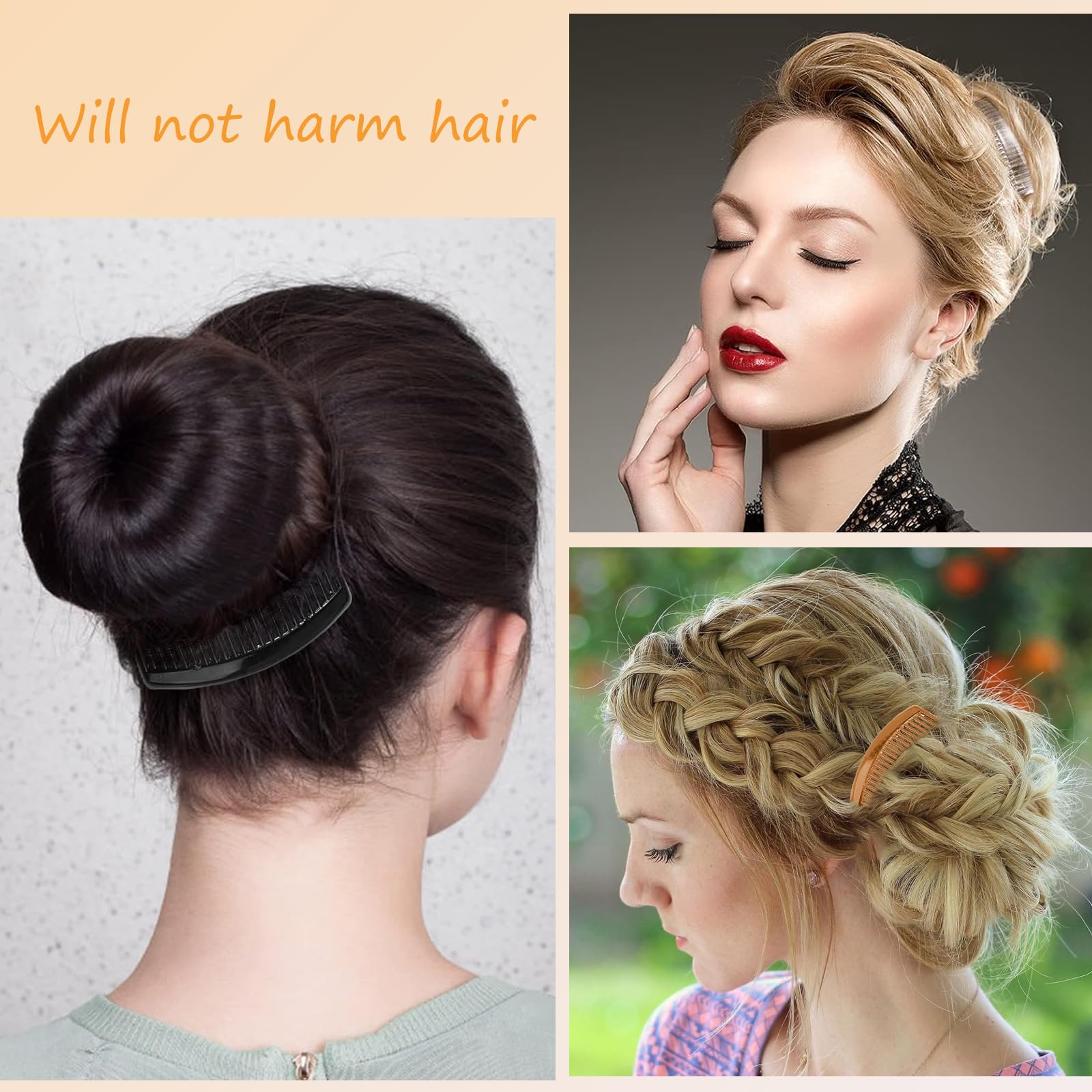12 Stück Seitliche Haar-Kunststoffkämme – Französische Twist-Kämme In 4 Farben, Für Feines Bis Langes Haar