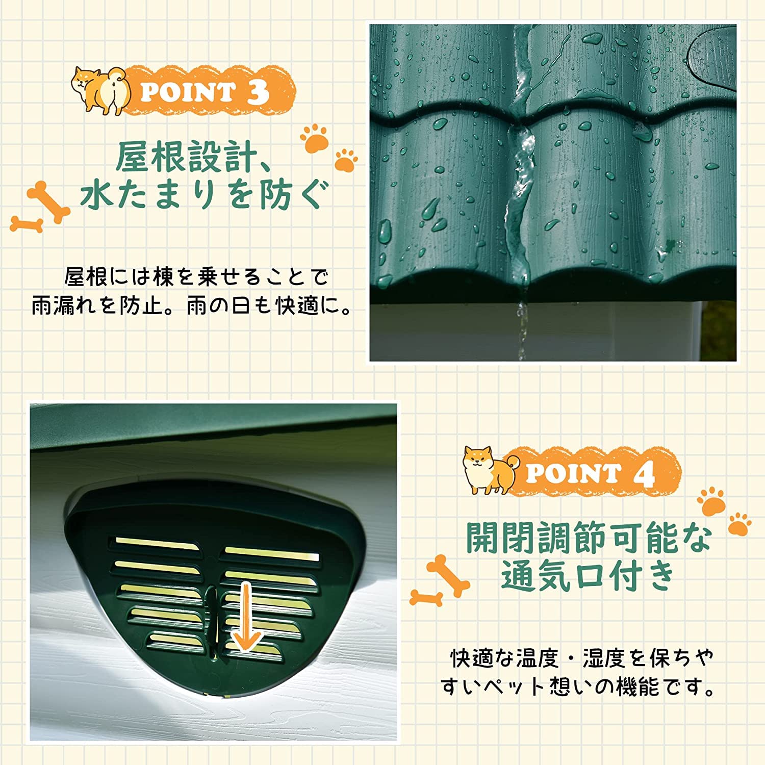 Amazon | 犬舎 室外 犬小屋 屋外用 中型犬用 大型犬用 ドア付き