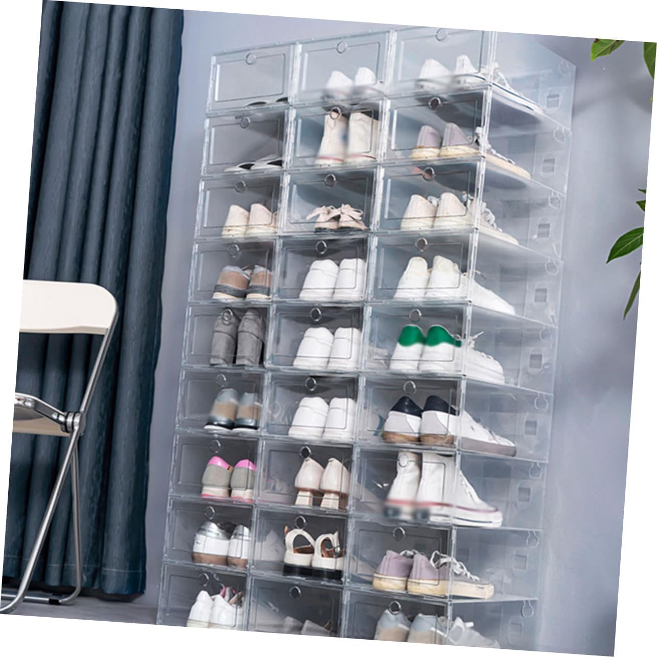4pcs Stackable Storage Boxes Shoe Box Shoe Rack Organizer for Cabinets Pp Material Home Dorm Storage Organizer