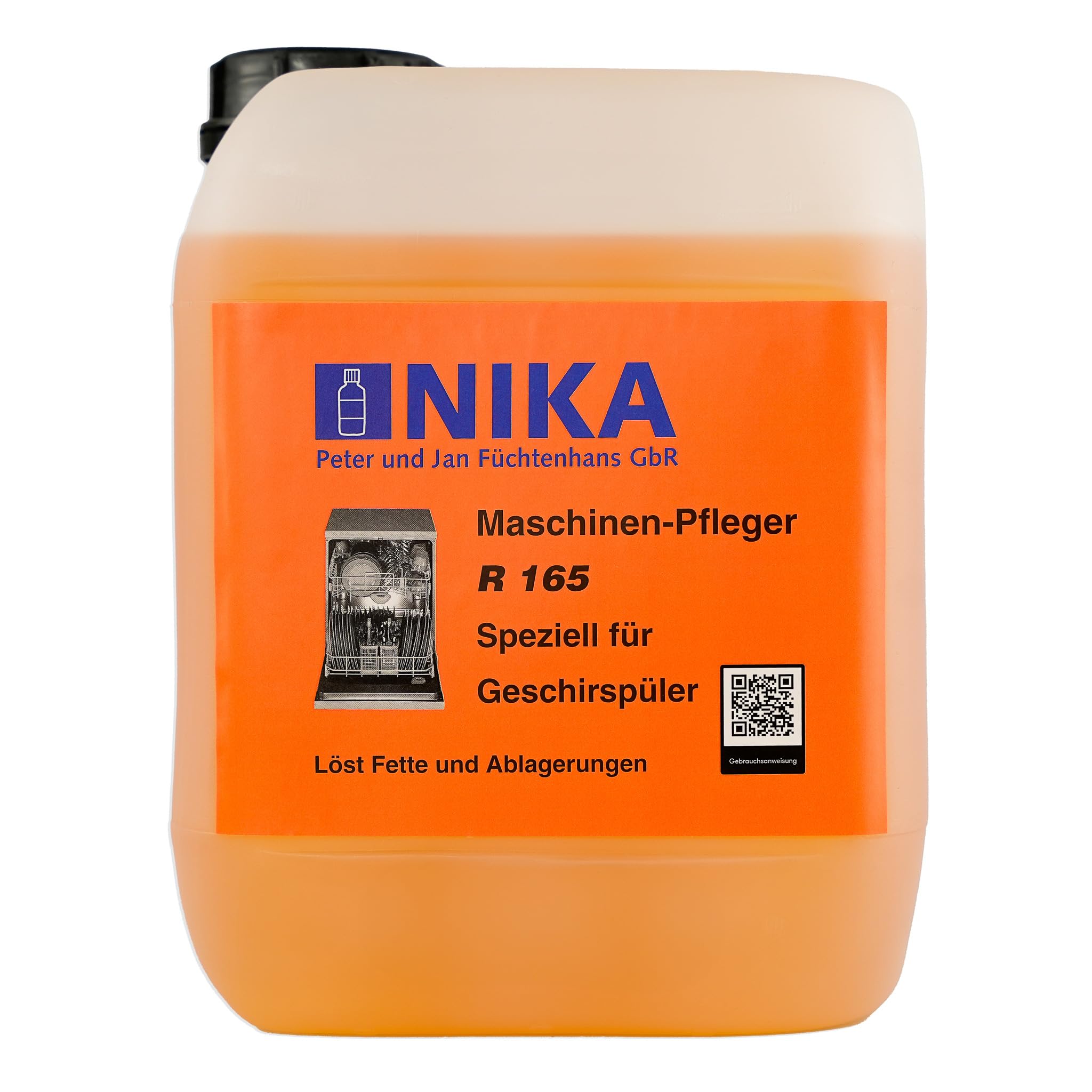 NIKA R165 Maschinen-Pfleger speziell für Geschirrspüler - löst Fette und Ablagerungen, vernichtet unangenehme Gerüche - 5.000ml / 5 Liter Inhalt für bis zu 20 Anwendungen