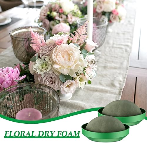 Miniatura 6 de Frienda 8 piezas de bloques de espuma floral media bola con cuenco redondo floral de espuma seca de espuma de flores verdes para arreglos florales