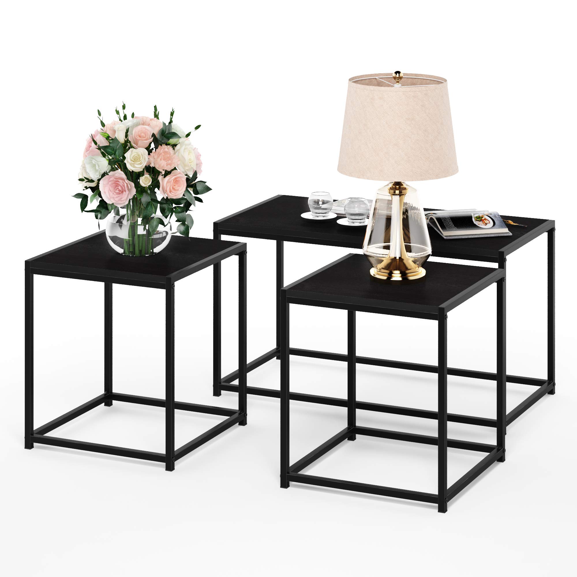 Furinno CAMNUS Metal Frame Living Room Table Set, Dark Americano โ image 1
