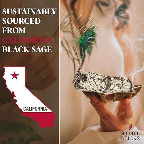 Miniatura 6 de Barra de manchas de salvia negra de 9 pulgadas para limpieza del hogar y limpieza de energía negativa  Varita de manchas de salvia negra orgánica