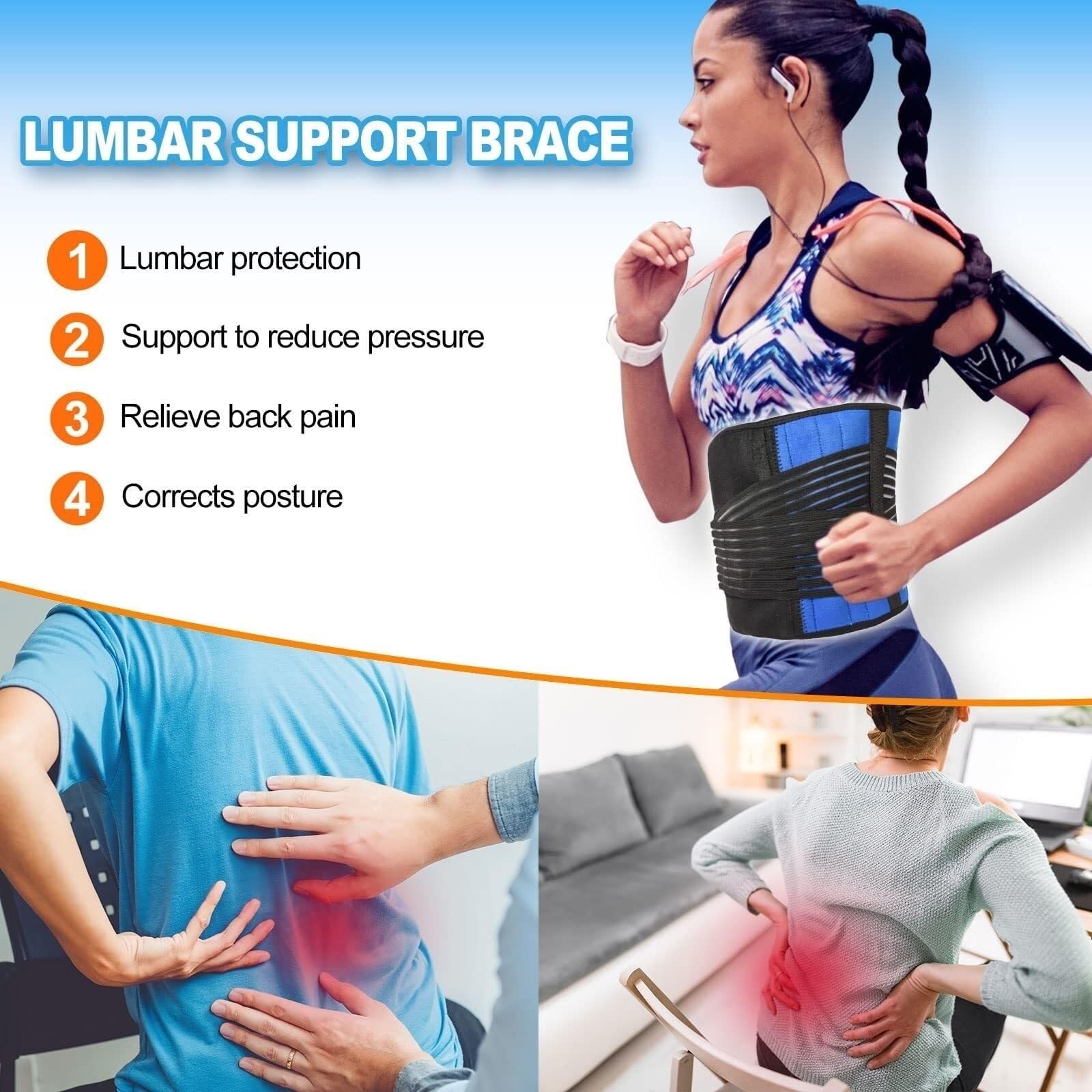 Faja Lumbar Fajas para La Espalda Cinturón De Soporte para La Cintura Corrector De Postura De La Espalda Descompresión De La Columna Lumbar Cinturón Apoyo Lumbar(XXXXXX-Large)