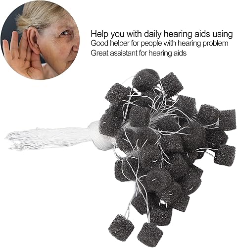 Miniatura 4 de 50 esponjas para audífonos, barrera auditiva, tapones para los oídos de espuma, accesorios para audífonos con cable (negro)
