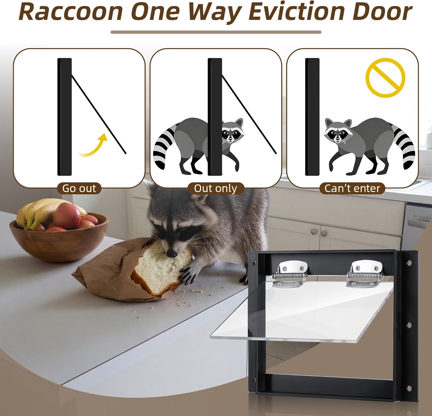 Hicarer 2 Pack Raccoon One Way Eviction Door, Contactless Live Raccoon Trap for Attics, Under Decks, Chimneys, Results in 24‑72 Hrs, Easy to Install, Dog Proof, Ideal for Squirrels, Skunks, Possums