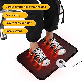 Livtribe AC 110V Heated Floor Mat for Foot, Carbon Crystal Heating Pad, Electric Heated Foot Warmers for Office, Home (Black)