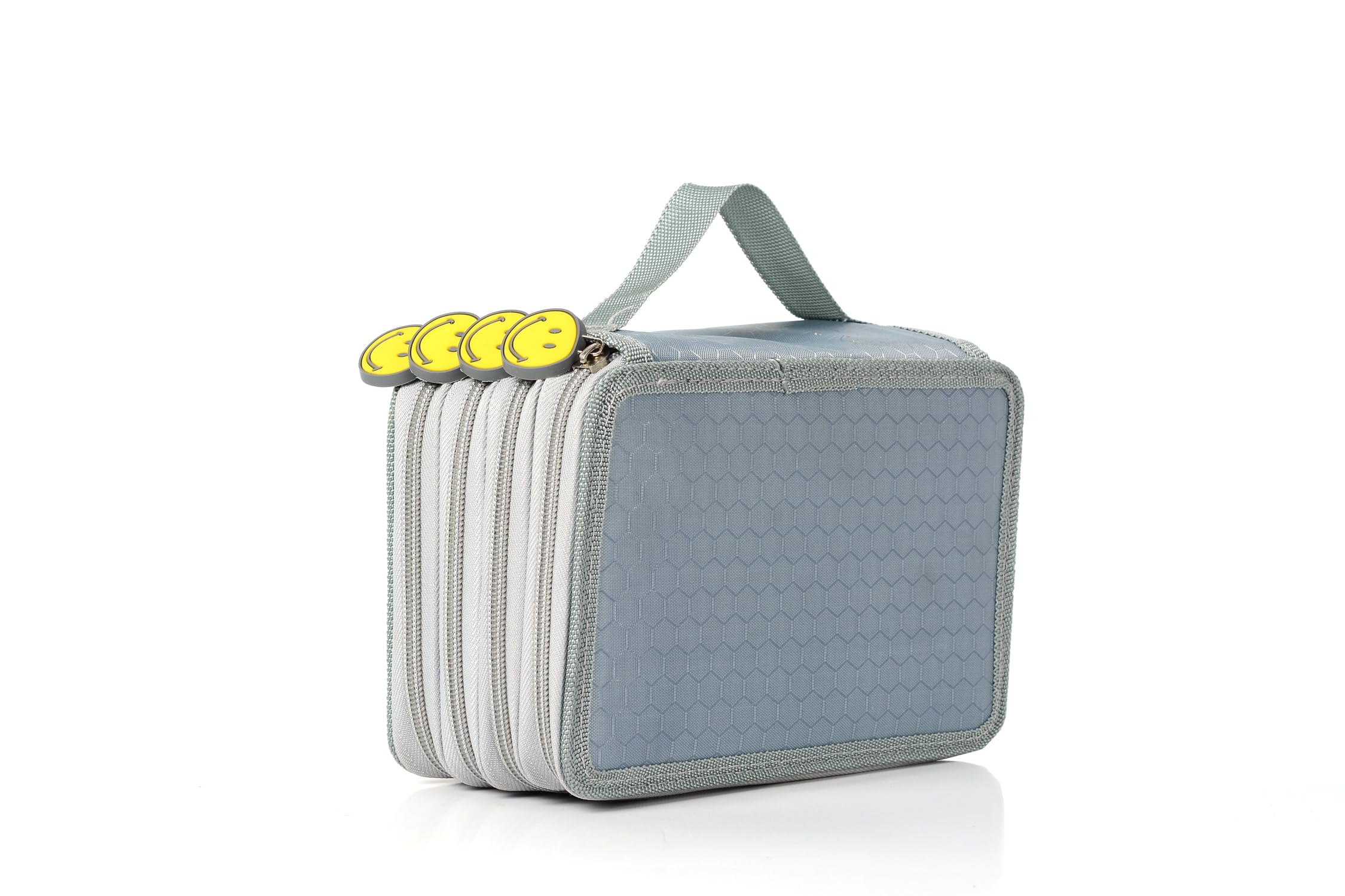 Becho Multifunction Zipper Pencil Case with Multi-Layer Separation High Capacity Smile Holder Pouch Pen Bag Colored Pencil Pen Box 72 Slots (Gray)