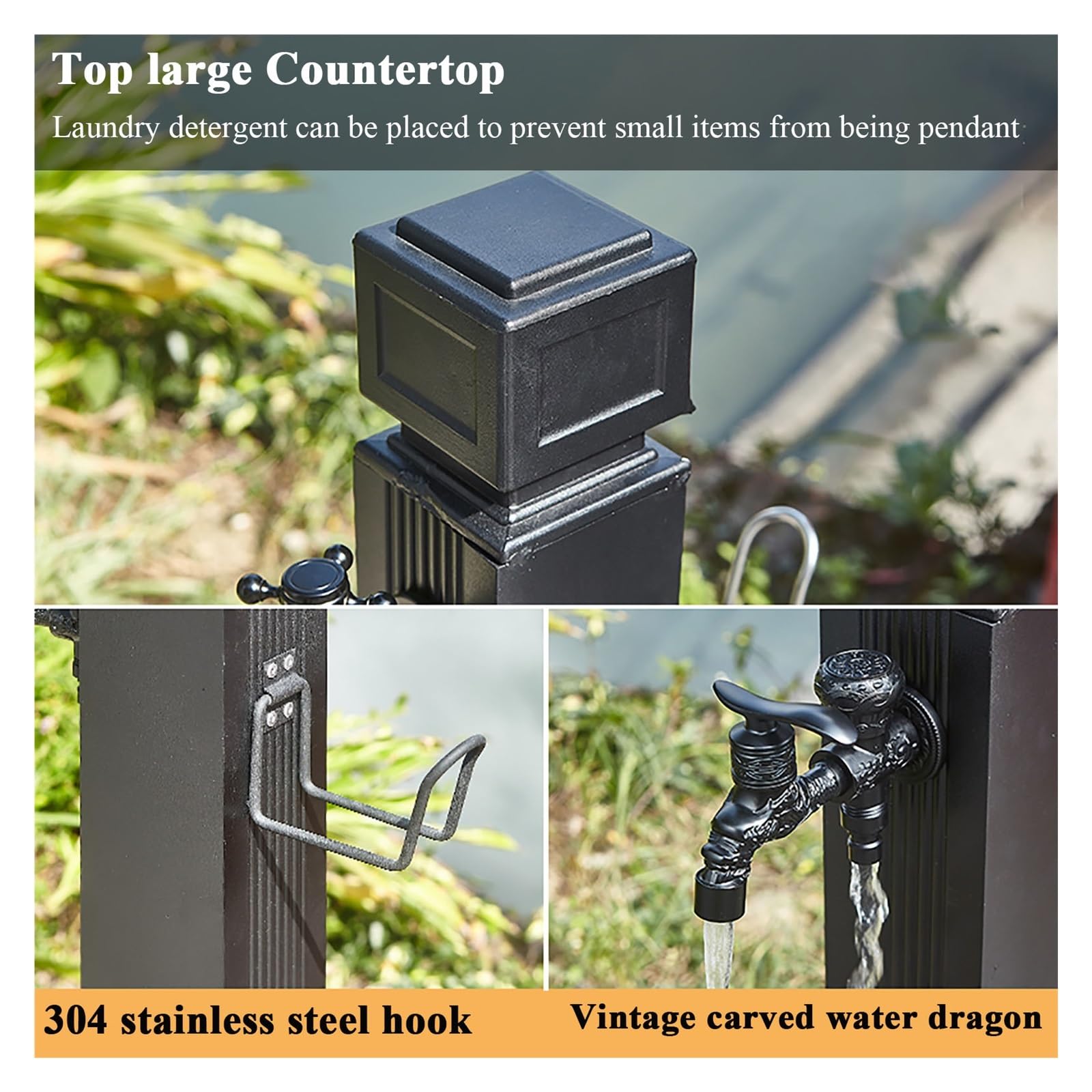 Colonne de Robinet d'extérieur, Colonne d'eau de Jardin Verticale cylindrique en Acier Inoxydable 304, Colonne indépendante de Jardin de Cour extérieure, siège de Conduite d'eau de