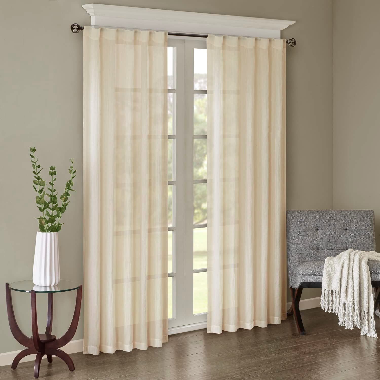 Madison Park Harper Paire de Panneaux de fenêtre écrasés Solides Crème 106,7 x 213,4 cm