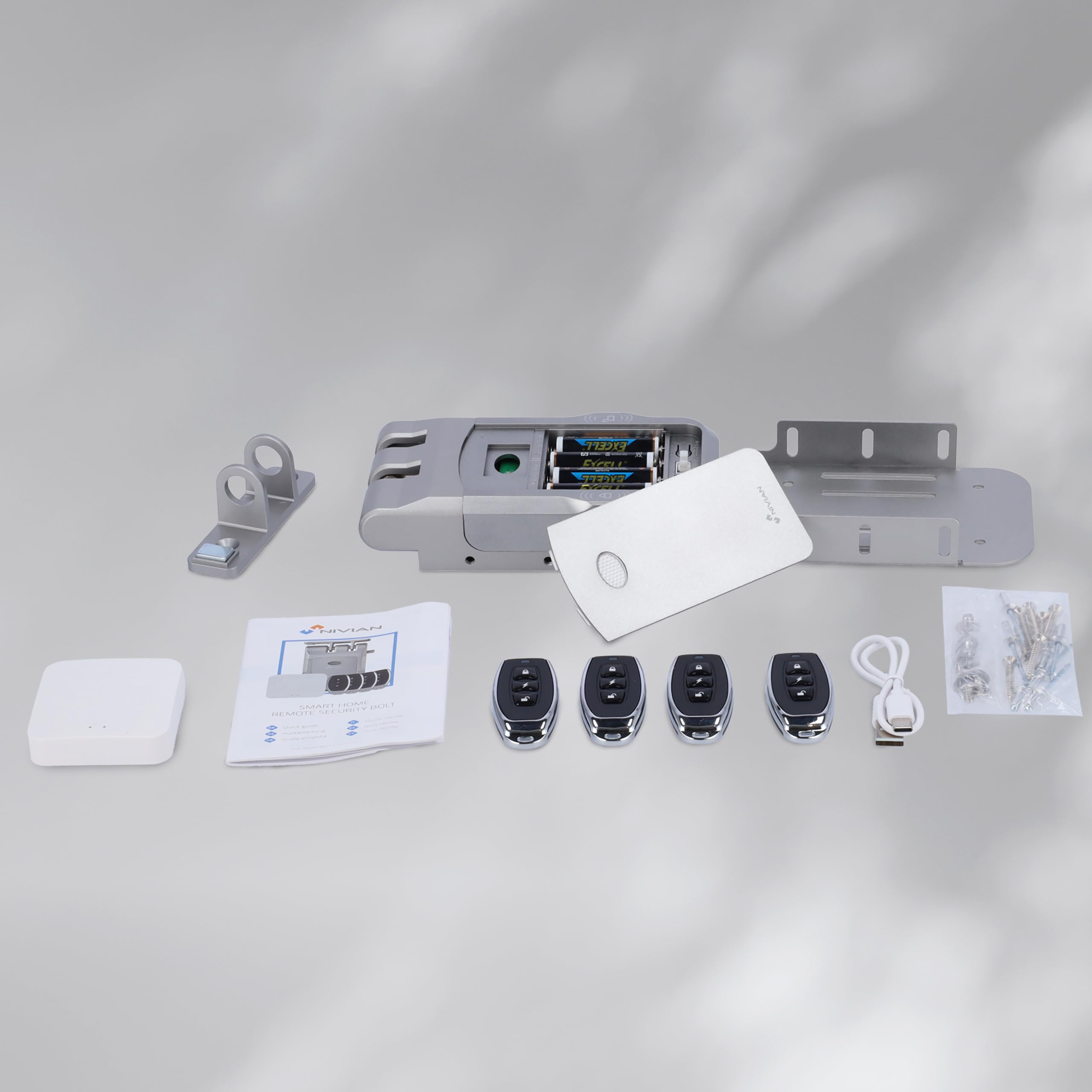 NIVIAN Serratura Invisibile Intelligente WiFi – Chiavistello Elettronico con App e Telecomandi, Doppio Motore Antivandalo, Apertura da Interno ed Esterno