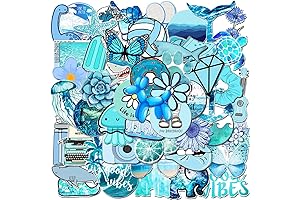 53Pcs Blue Stickers for Teens, Cute Stickers for Water Bottle