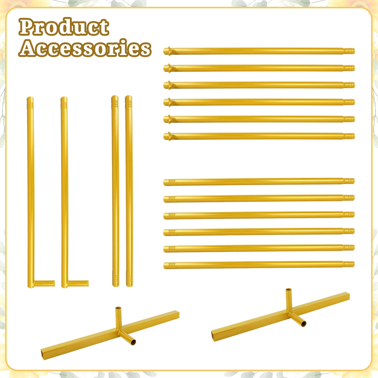 PlusFive Arco Quadrato per Matrimonio, 2 x 2m Supporto per Palloncini in Metallo, Arco per Palloncini Dorato Regolabile, Supporto da Terra in Metallo per Arco di Palloncini per Compleanno, Matrimonio