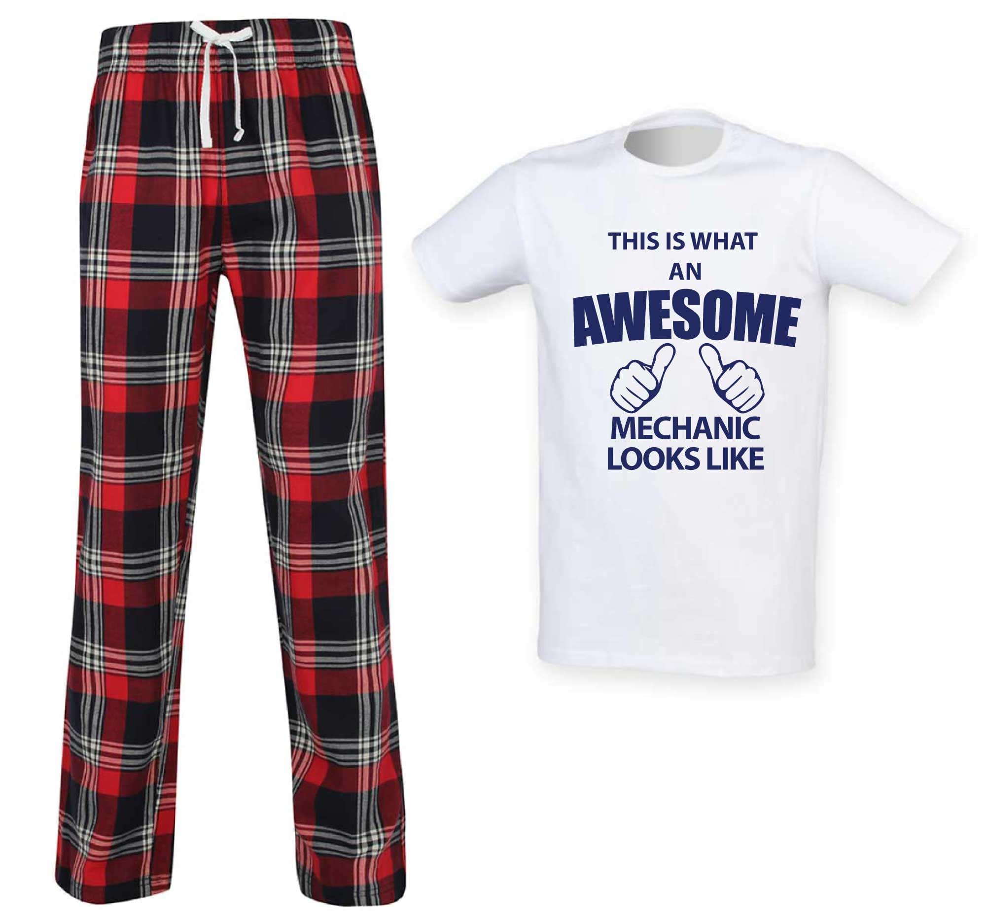 60 Second Makeover Limited Mens This Is What An Awesome Mechanic Looks Like Tartan Pyjama Set Red