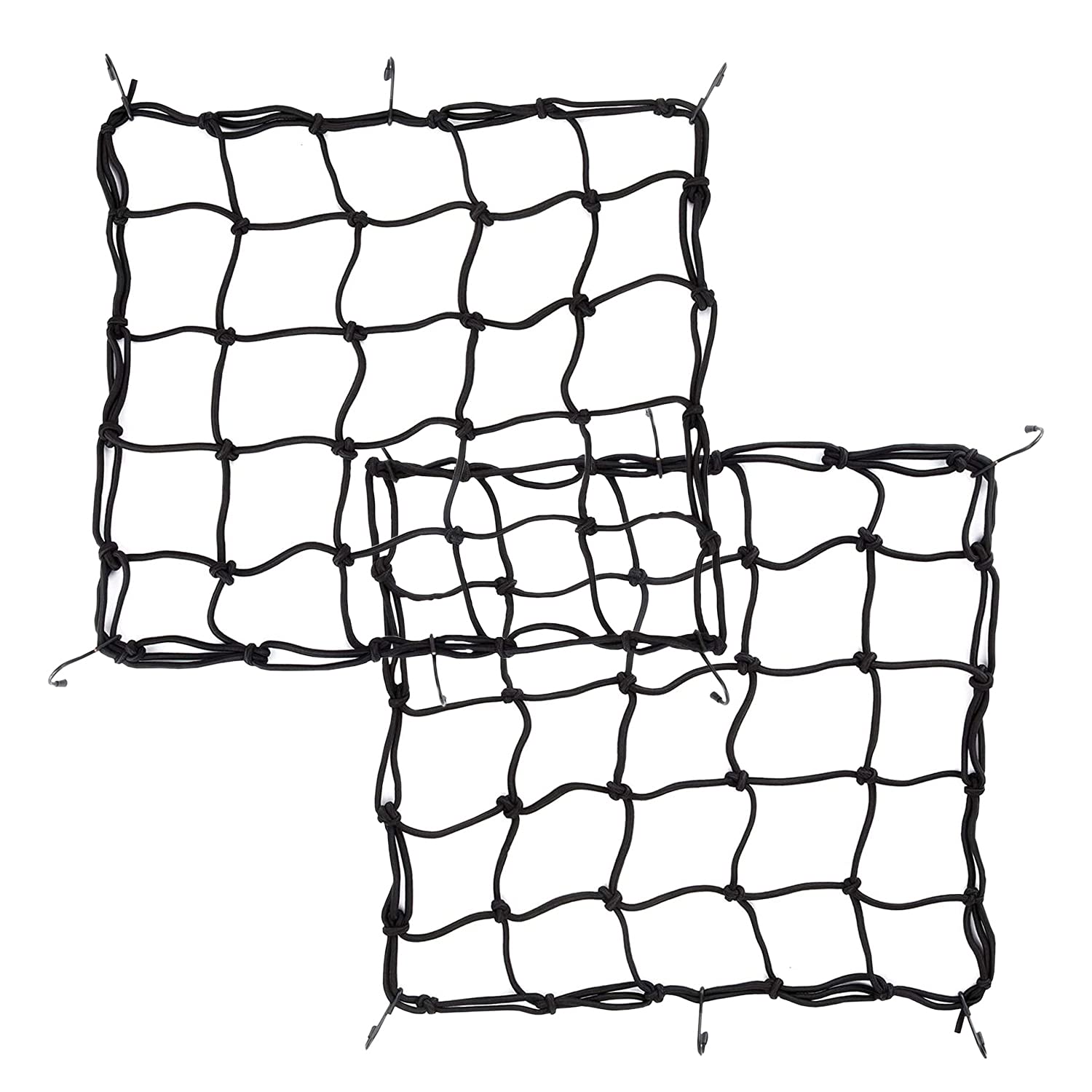 AlovexiongAlovexiong 2 Package 6 Hook Motorcycle Cargo Net for Helmet Motorbike Bikes Elasticated Bungee Cord Cargo Net Luggage Mesh Bungee Net Storage Tie Down Adjustable 15" x15" (40x40cm)