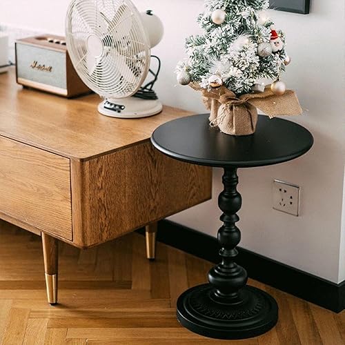 Miniatura 6 de Elegante mesa auxiliar redonda vintage con elegantes columnas romanas, construcción de metal resistente, perfecta para café, final, té o uso de ocio