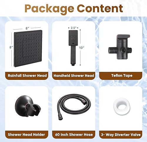 Miniatura 7 de BRIGHT SHOWERS - Cabezal de ducha de lluvia con rociador de mano, combo de manguera de ducha de 5 pies que incluye soporte de succión de montaje en
