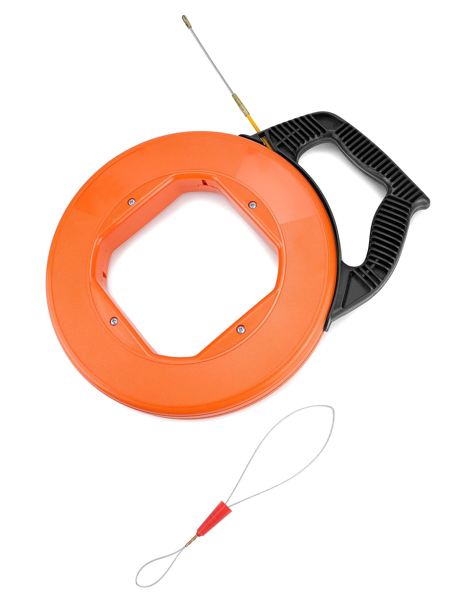QWORK® Guia pasacables de 50 metros, cinta pasacables, herramientas de electricista, ideal para Colocación de Cables, 4 mm de diámetro