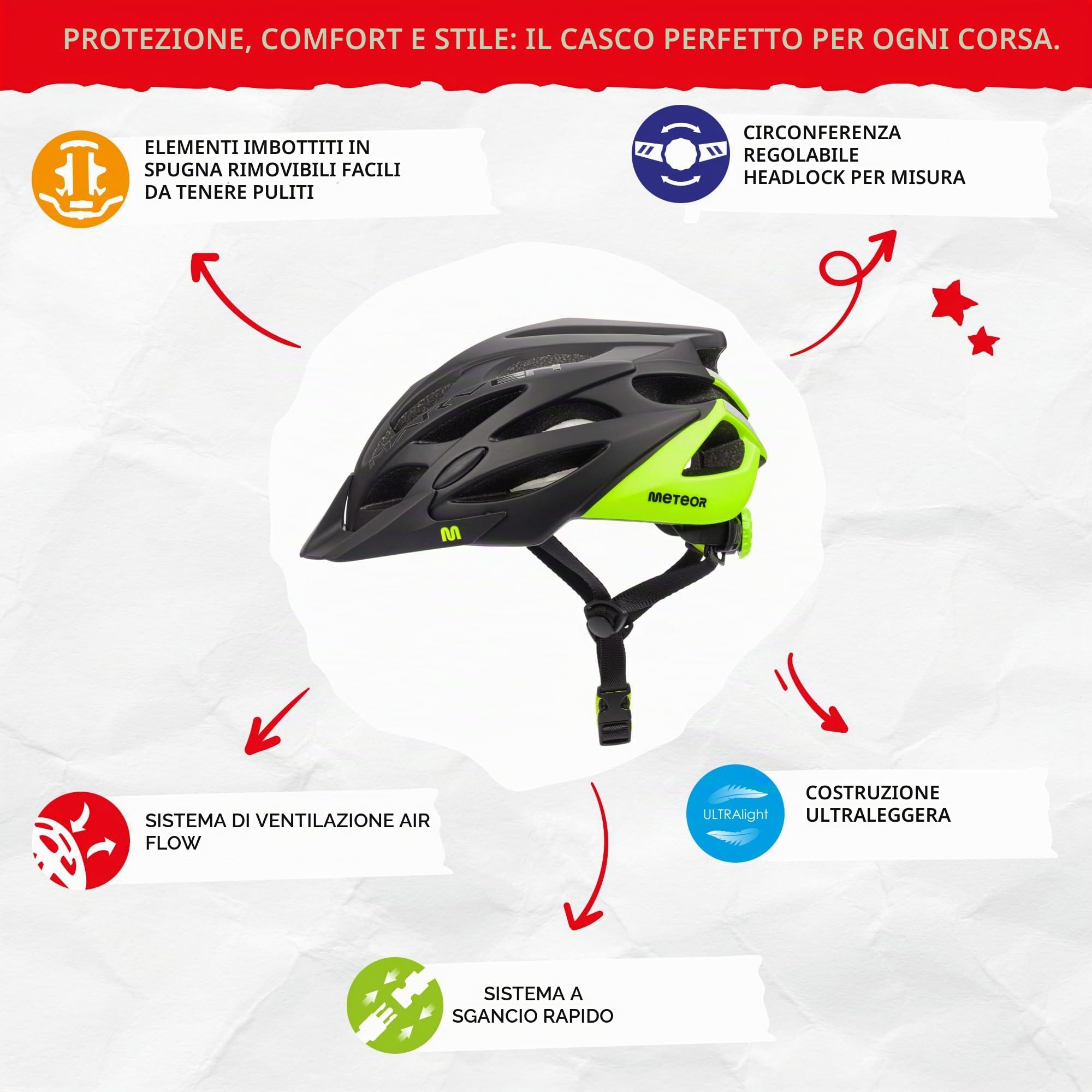 Casco Bici per Giovani e Adulti - Donna e Uomo - Caschi Perfetto per Downhill Enduro MTB - Helmet per Tutte Le Forme di attività in Bicicletta - Marven