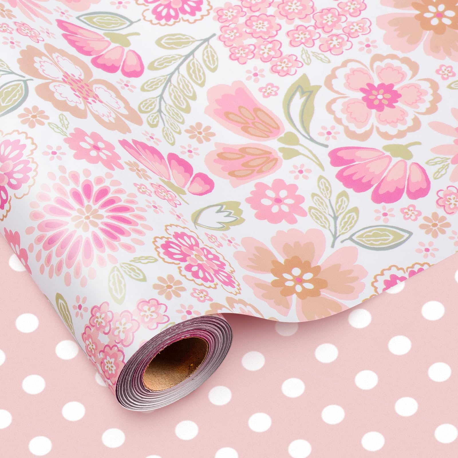 Snapklik.com : MAYPLUSS Pink Gift Wrapping Paper, Reversible Mothers ...