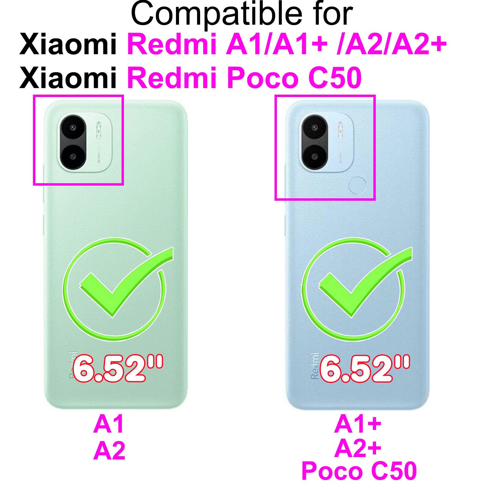 Custodia Portafoglio Magnetica Custodia Cover Per Xiaomi Redmi A2 / A1 Con Pellicola Vetro Temperato - Funzione Portafoglio E Supporto Cover Con Pellicola