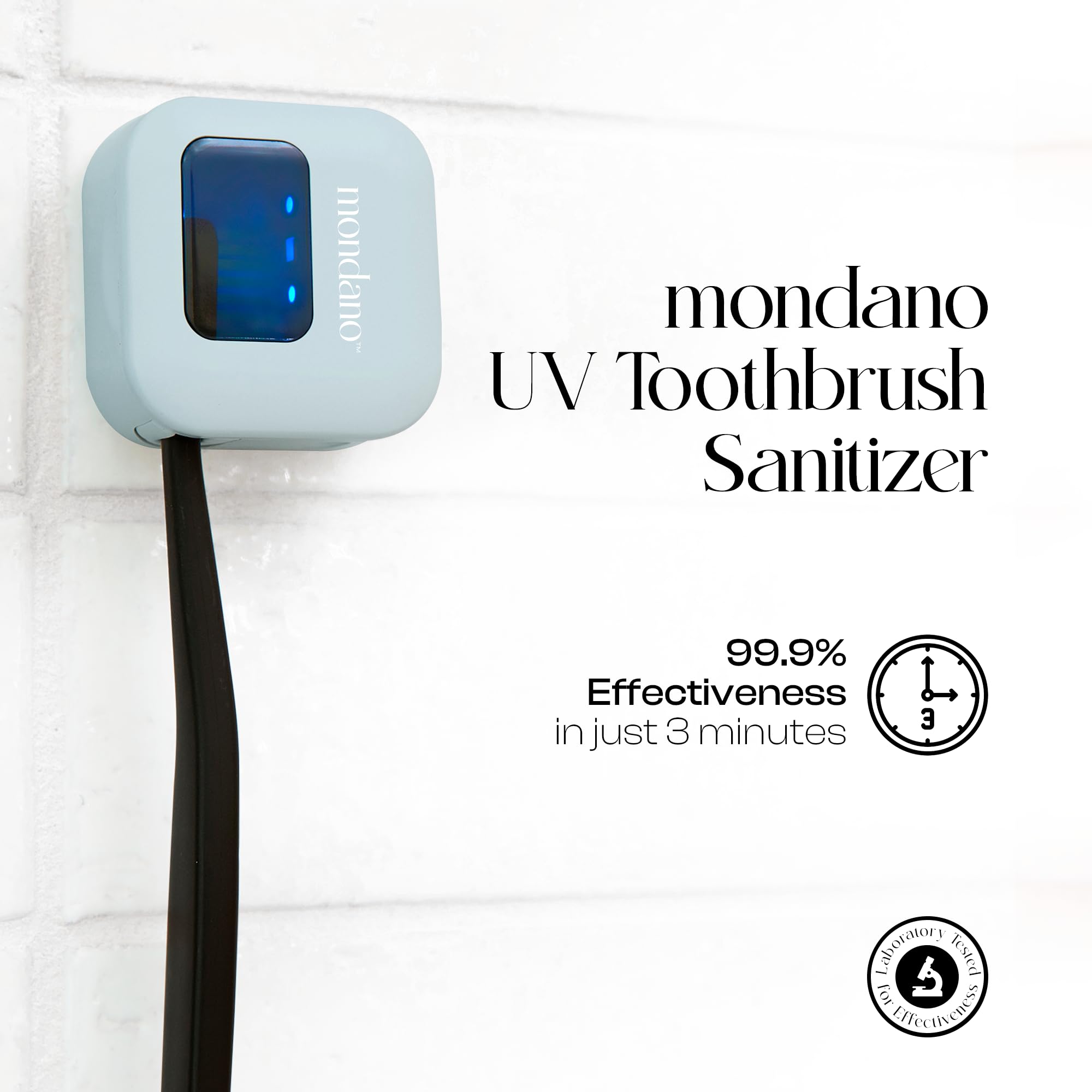 Mondano UV-C Zahnbürsten-Desinfektionsmittel und Halter, Zahnbürsten-Sterilisator – Manuell/Elektrische Zahnbürstenabdeckung für jeden Zahnbürstenkopf – wiederaufladbare Zahnbürsten-Reiseetui,