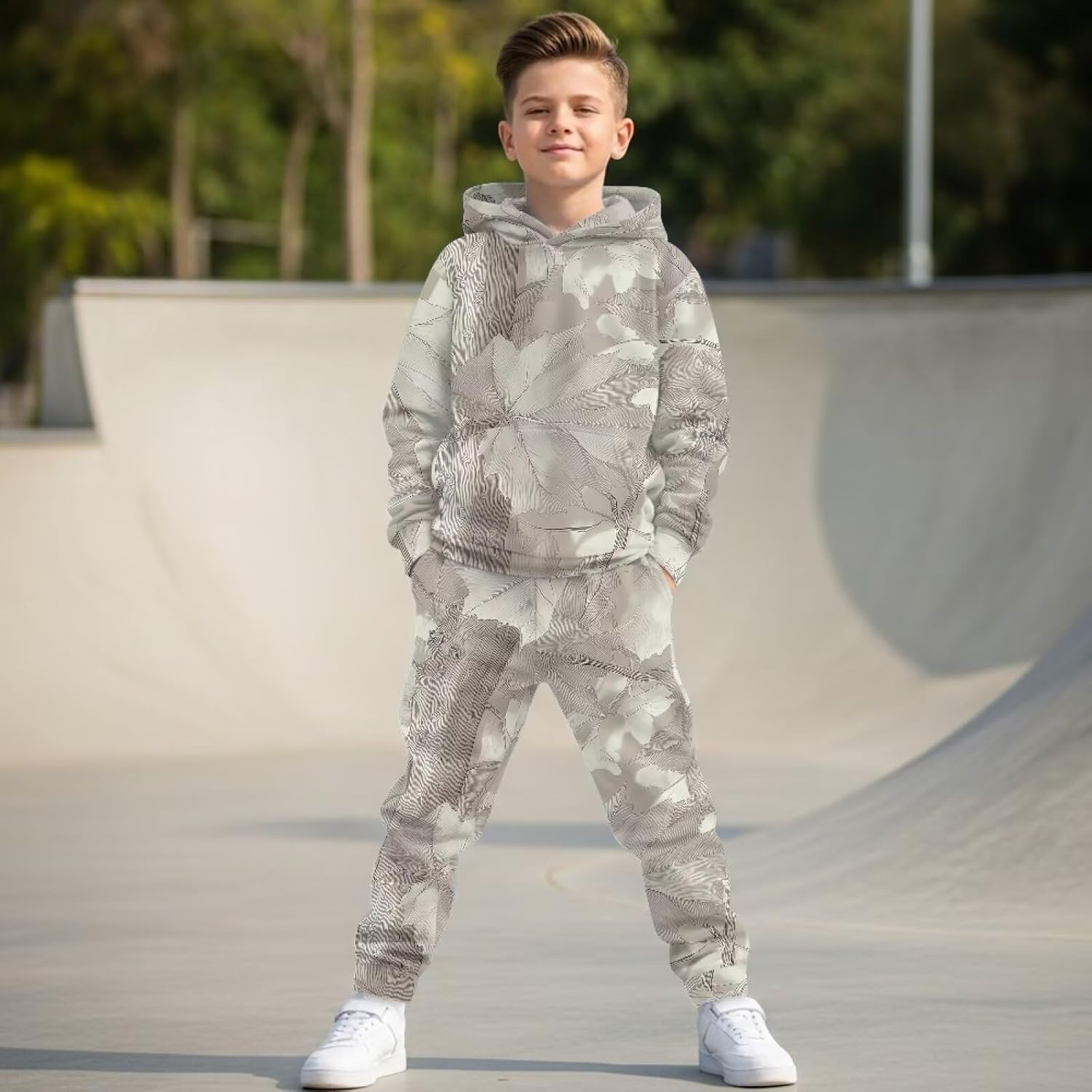 Pensura 2 Pack Long Sleeve Pullover Hoodie and Jogger Pants for Boys Girls, Kids Youth Matching Set