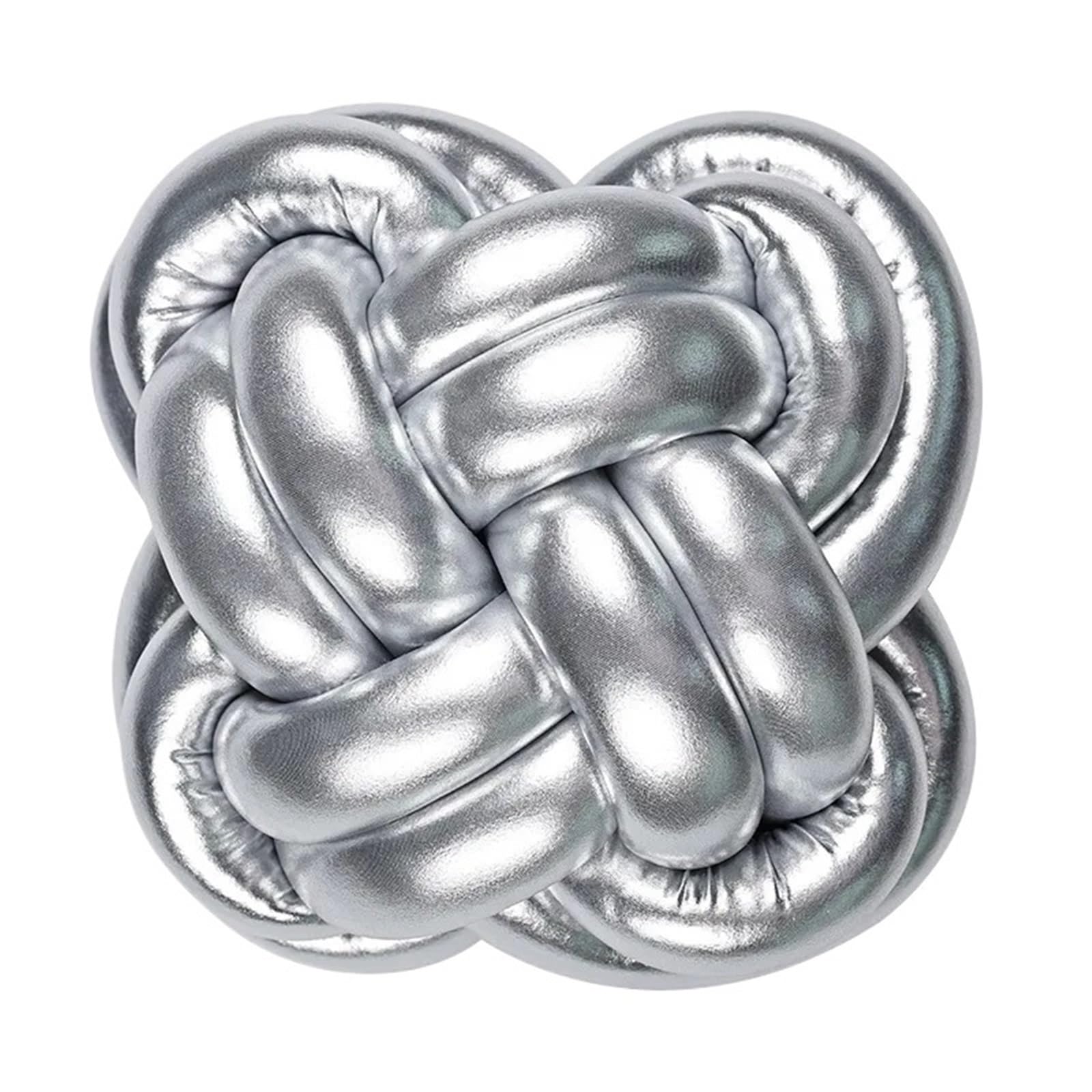 GIYXHU Weave Knot Pillow Ball With For Office Sofa Bed And Bay Window Throw Pillows Chair Cushion Cute for Couch(Silver)