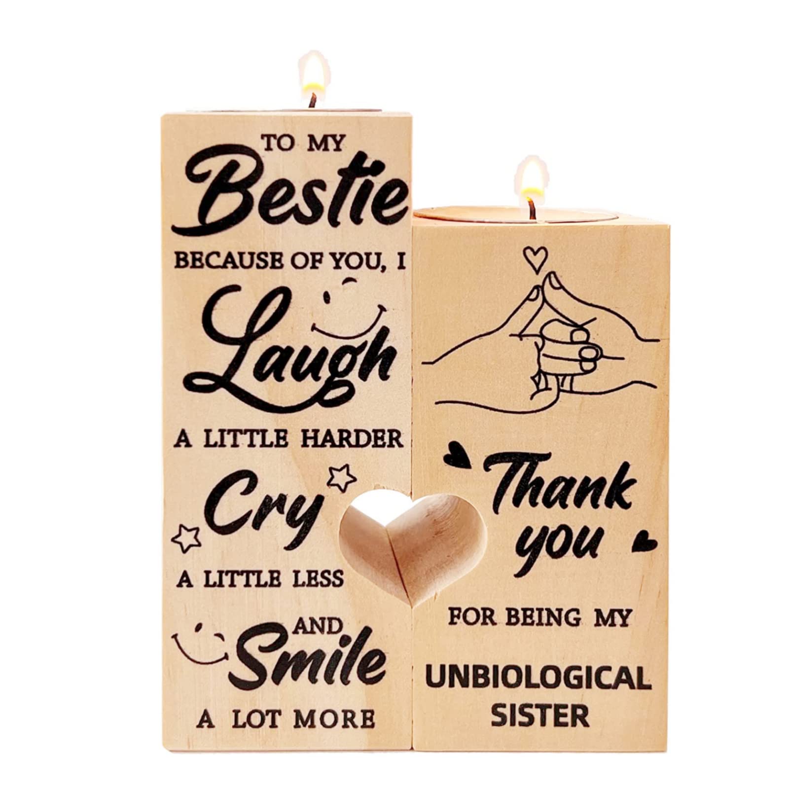Smile A Lot More Candle Holder for Unbiological Sister Best Friend