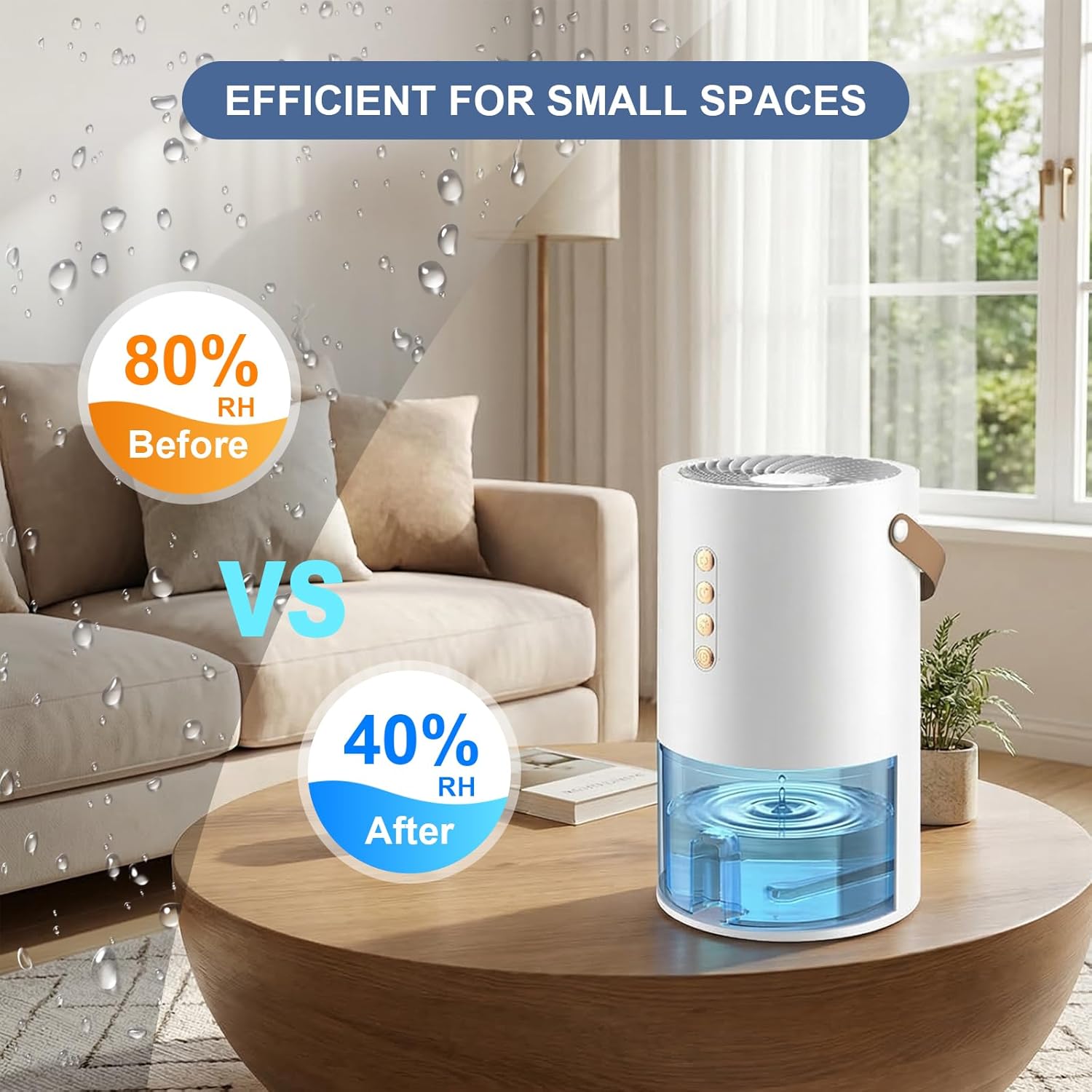 Dehumidifier, 44 OZ Small Dehumidifiers for Home, Bedroom, Bathroom, Fresh Air with Negative Ions & Auto Shut Off, 7 Colors Light & 3 Timer Options, Portable Dehumidifiers for Closet RV