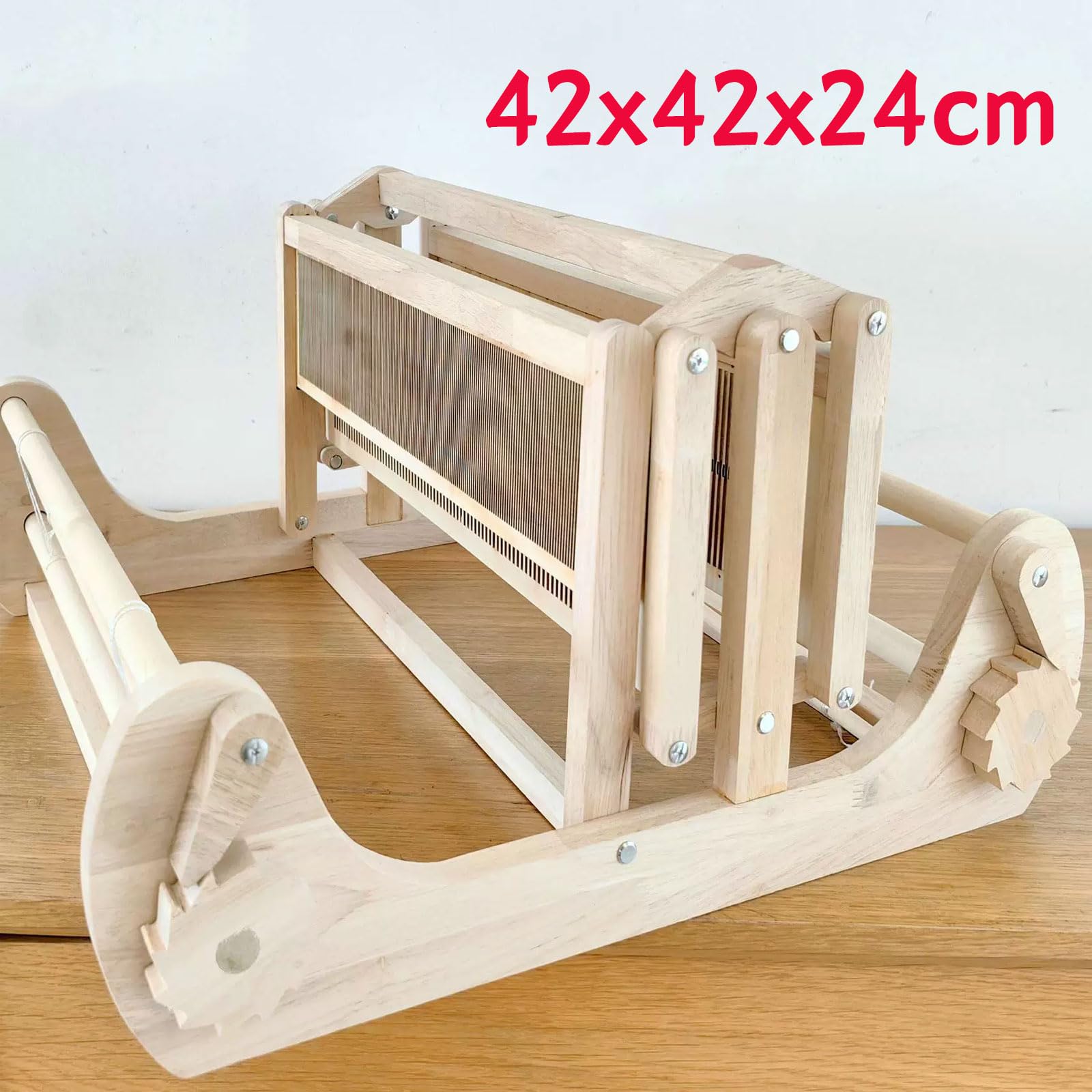 Webstuhl aus Holz mit 39 cm maximaler Breite, Tisch-DIY-Handwebmaschinen-Set für Stofftaschen, Schals und Untersetzer