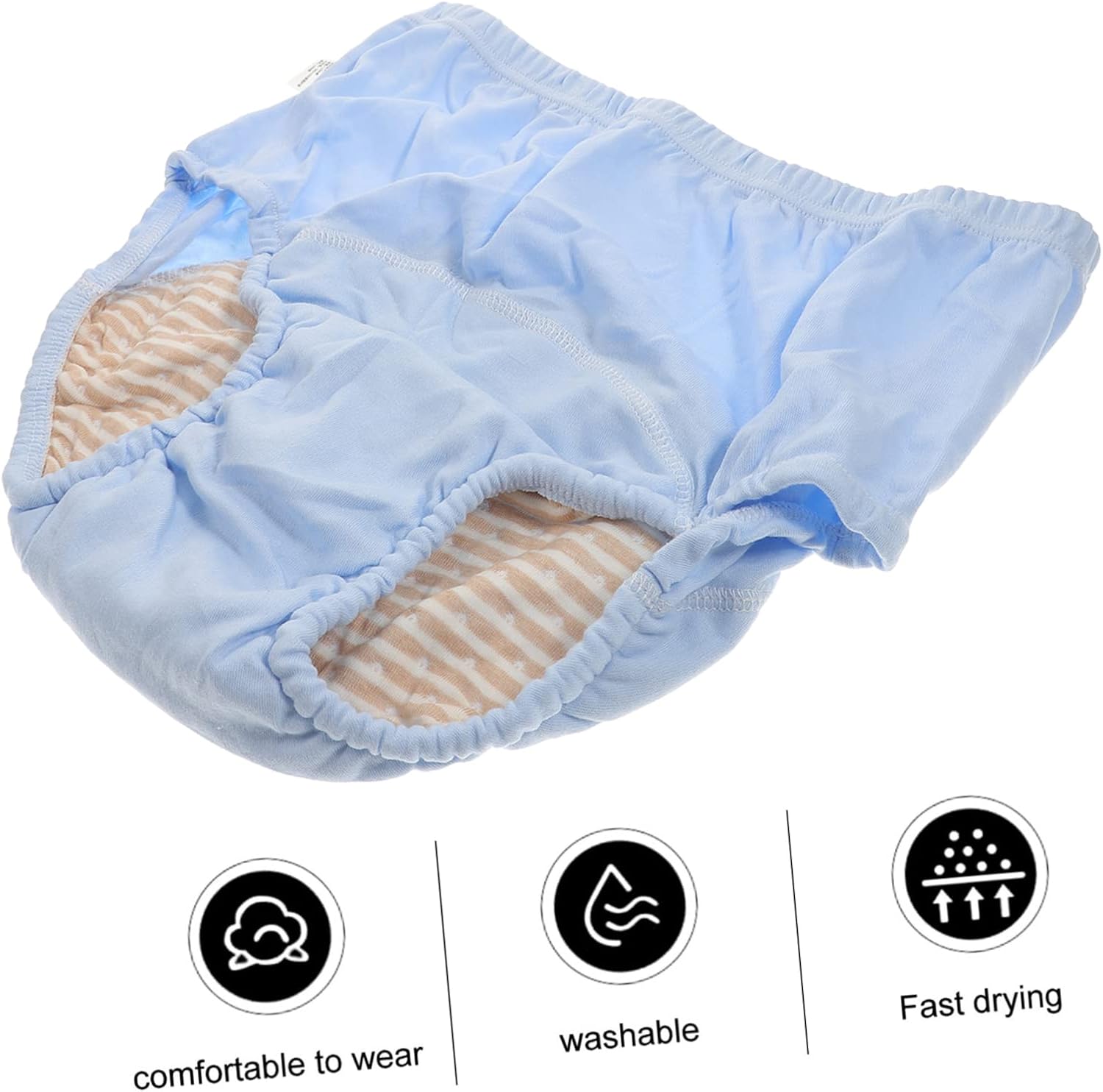 NOLITOY 3pcs Elderly Washable Cotton Diaper Underwear Leakproof for Seniors Breathable Lining Reusable Care Pants XL Light